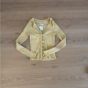 Free People Cardigan Ribbed Its On Size S Moonstone Yellow